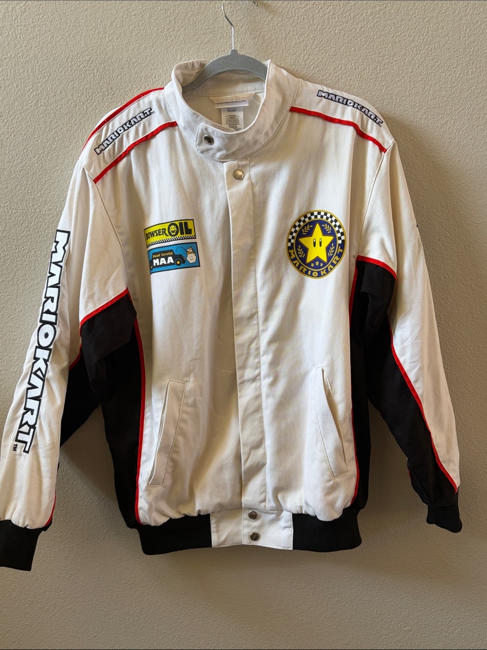 Mario Kart White & Black Racing Bomber Jacket